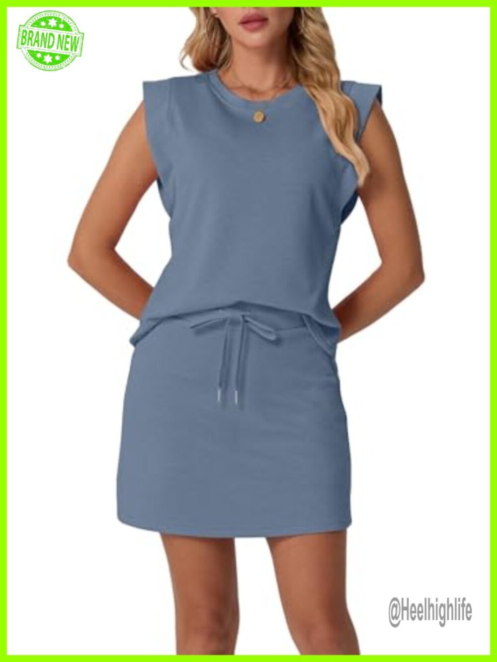 Women's 2 Piece Skort Set Cap Sleeve Top Tennis Skirt Pockets